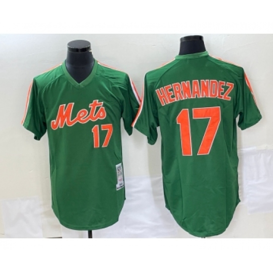 Men's New York Mets #17 Keith Hernandez Green Mesh Throwback Jersey - Ujersey