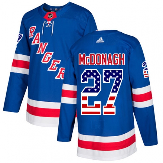 Youth Adidas New York Rangers #27 Ryan McDonagh Authentic Royal Blue USA Flag Fashion NHL Jersey - Ujersey