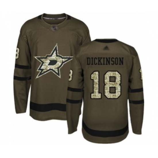 Youth Dallas Stars #18 Jason Dickinson Authentic Green Salute to Service Hockey Jersey - Ujersey