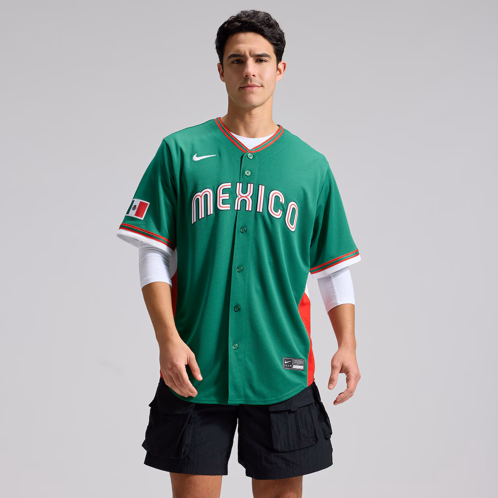 Men's Mexico Baseball Nike Green 2026 World Baseball Classic Road Stadium Jersey - ujerseystore