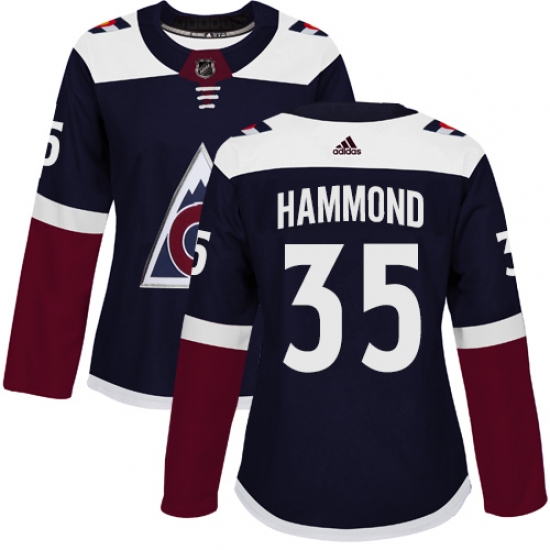 Women's Adidas Colorado Avalanche #35 Andrew Hammond Authentic Navy Blue Alternate NHL Jersey - Ujersey