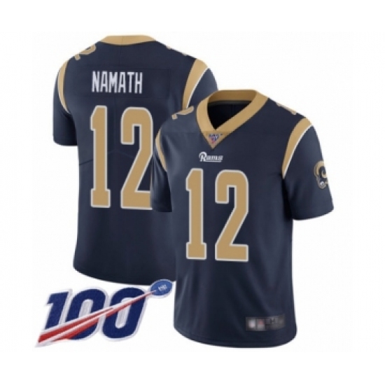 Men's Los Angeles Rams #12 Joe Namath Navy Blue Team Color Vapor Untouchable Limited Player 100th Season Football Jersey - Ujersey
