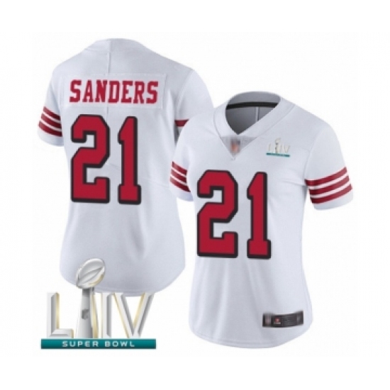 Women's San Francisco 49ers #21 Deion Sanders Limited White Rush Vapor Untouchable Super Bowl LIV Bound Football Jersey - Ujersey