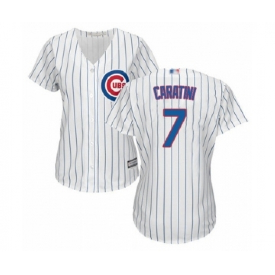 Women's Chicago Cubs #7 Victor Caratini Authentic White Home Cool Base Baseball Player Jersey - Ujersey