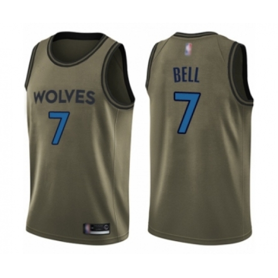 Men's Minnesota Timberwolves #7 Jordan Bell Swingman Green Salute to Service Basketball Jersey - Ujersey