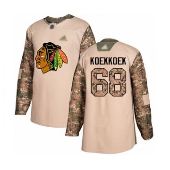 Men's Chicago Blackhawks #68 Slater Koekkoek Authentic Camo Veterans Day Practice Hockey Jersey - Ujersey