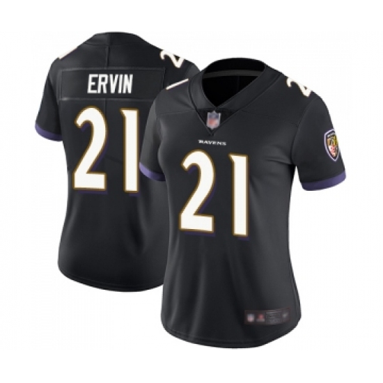 Women's Baltimore Ravens #21 Tyler Ervin Black Alternate Vapor Untouchable Limited Player Football Jersey - Ujersey