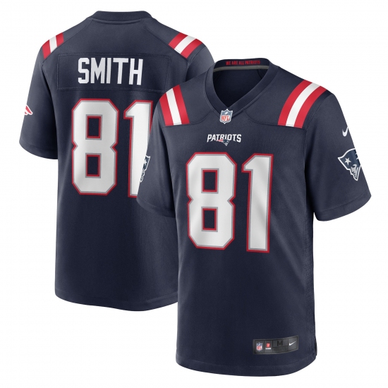 Men's New England Patriots #81 Jonnu Smith Navy Stitched Game Jersey - Ujersey