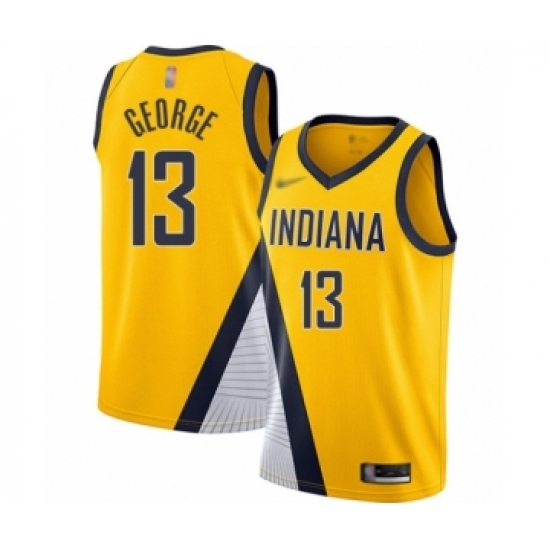 Women's Indiana Pacers #13 Paul George Swingman Gold Finished Basketball Jersey - Statement Edition - Ujersey