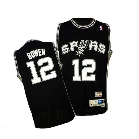 Men's Adidas San Antonio Spurs #12 Bruce Bowen Authentic Black Throwback NBA Jersey - Ujersey