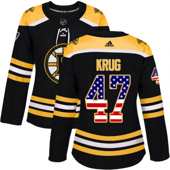Women's Adidas Boston Bruins #47 Torey Krug Authentic Black USA Flag Fashion NHL Jersey