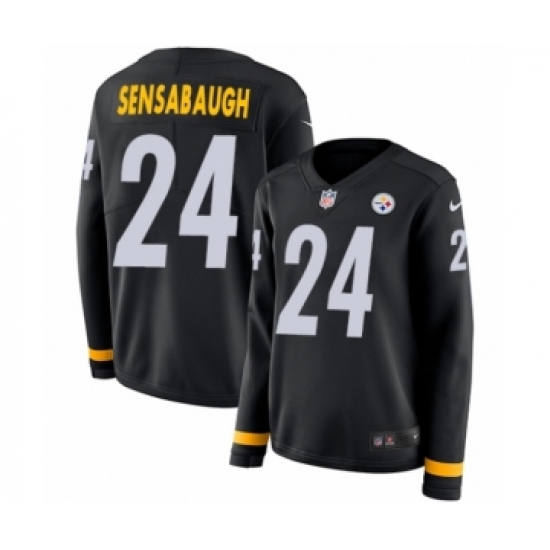 Women's Nike Pittsburgh Steelers #24 Coty Sensabaugh Limited Black Therma Long Sleeve NFL Jersey - Ujersey