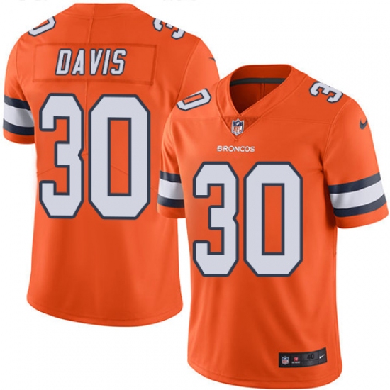 Men's Nike Denver Broncos #30 Terrell Davis Elite Orange Rush Vapor Untouchable NFL Jersey - Ujersey