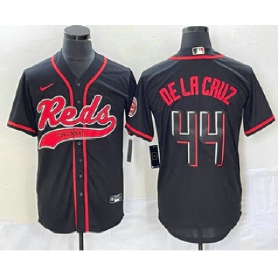 Men's Nike Cincinnati Reds #44 Elly De La Cruz Black Cool Base Stitched Baseball Jersey - Ujersey