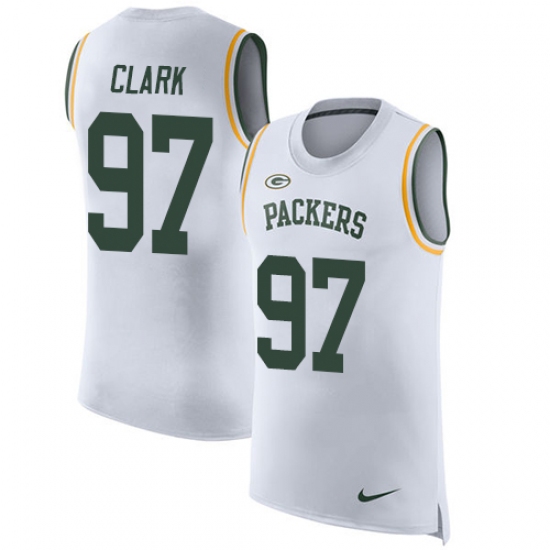 Men's Nike Green Bay Packers #97 Kenny Clark Limited White Rush Player Name & Number Tank Top NFL Jersey - Ujersey