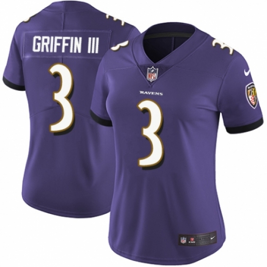 Women's Nike Baltimore Ravens #3 Robert Griffin III Purple Team Color Vapor Untouchable Limited Player NFL Jersey - Ujersey
