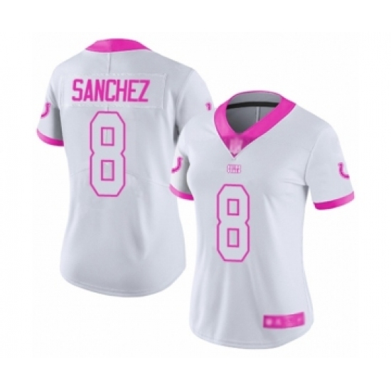 Women's Indianapolis Colts #8 Rigoberto Sanchez Limited White Pink Rush Fashion Football Jersey - Ujersey
