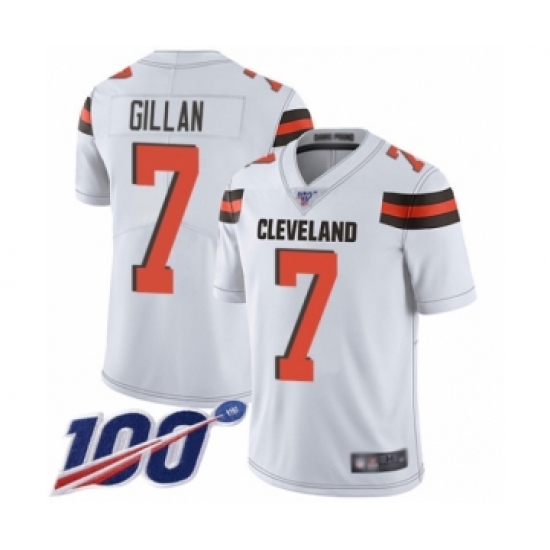 Men's Cleveland Browns #7 Jamie Gillan White Vapor Untouchable Limited Player 100th Season Football Jersey - Ujersey