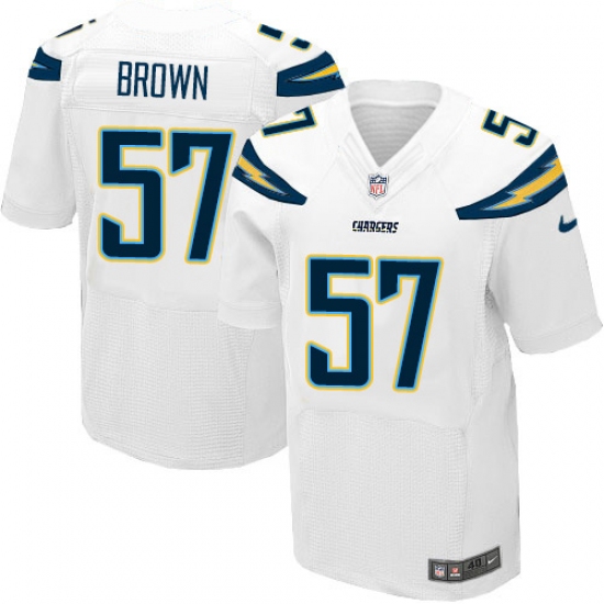 Men's Nike Los Angeles Chargers #57 Jatavis Brown Elite White NFL Jersey - Ujersey