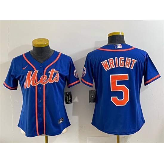 Women's New York Mets #5 David Wright Royal Cool Base Stitched Baseball Jersey(Run Small) - Ujersey