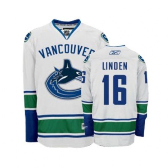 Men's Reebok Vancouver Canucks #16 Trevor Linden Authentic White Away NHL Jersey