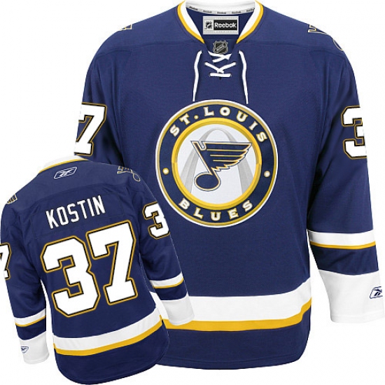 Men's Reebok St. Louis Blues #37 Klim Kostin Premier Navy Blue Third NHL Jersey - Ujersey