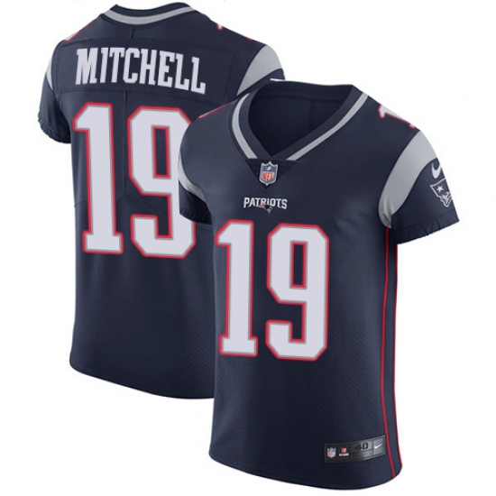 Men's Nike New England Patriots #19 Malcolm Mitchell Navy Blue Team Color Vapor Untouchable Elite Player NFL Jersey - Ujersey