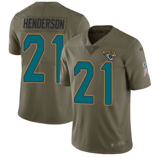 Men's Jacksonville Jaguars #21 C.J. Henderson Olive Stitched Limited 2017 Salute To Service Jersey - Ujersey