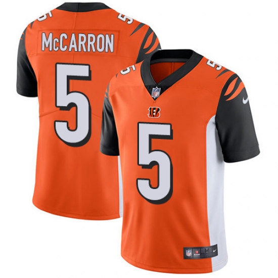 Youth Nike Cincinnati Bengals #5 AJ McCarron Vapor Untouchable Limited Orange Alternate NFL Jersey - Ujersey