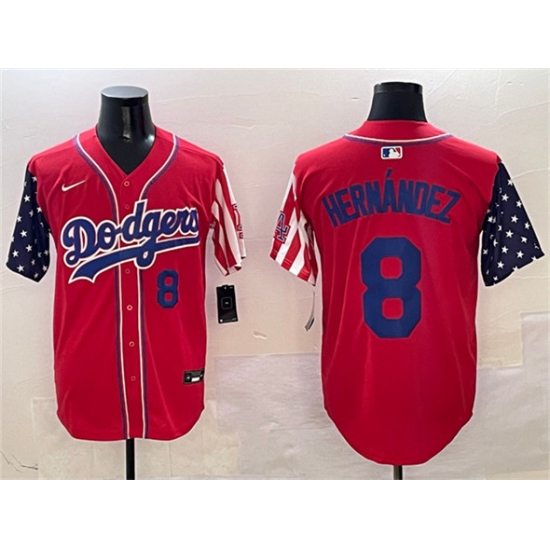 Men's Los Angeles Dodgers #8 Enrique Hernandez Red Limited Stitched Baseball Jersey - Ujersey