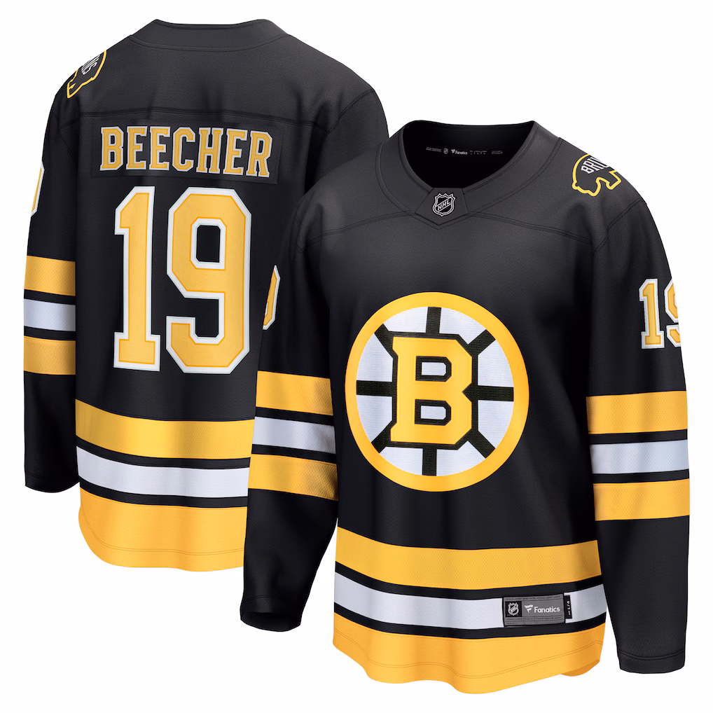 Men's Boston Bruins John Beecher Fanatics Black Home Breakaway Player Jersey - ujerseystore