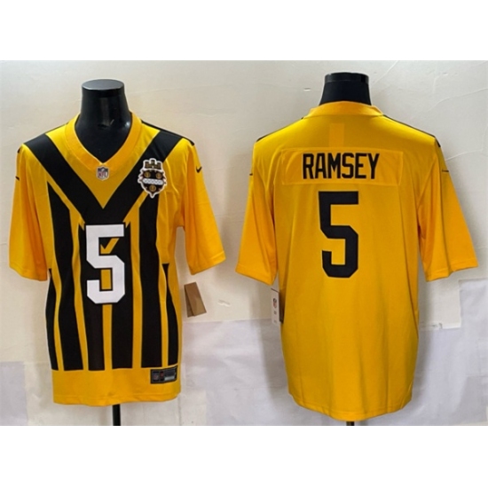 Men's Pittsburgh Steelers #5 Jalen Ramsey Gold 1933 Throwback Alternate Football Stitched Game Jersey - Ujersey