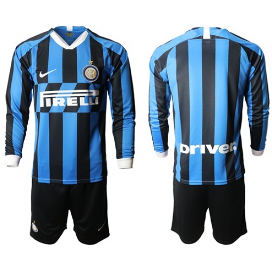 Inter Milan Blank Home Long Sleeves Soccer Club Jersey