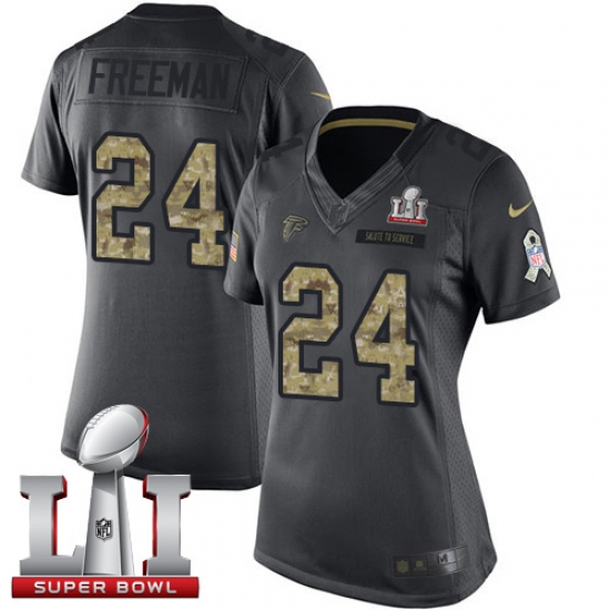 Women's Nike Atlanta Falcons #24 Devonta Freeman Limited Black 2016 Salute to Service Super Bowl LI 51 NFL Jersey - Ujersey
