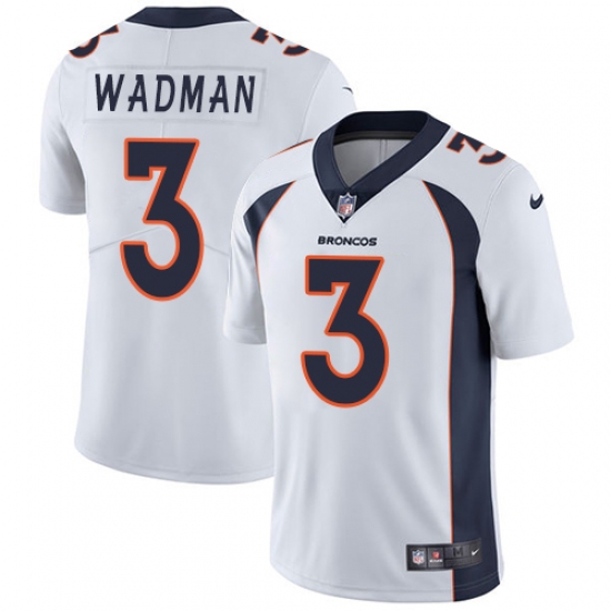Men's Nike Denver Broncos #3 Colby Wadman White Vapor Untouchable Limited Player NFL Jersey - Ujersey