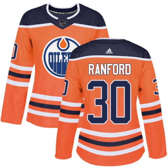 Women's Adidas Edmonton Oilers #30 Bill Ranford Authentic Orange Home NHL Jersey - Ujersey