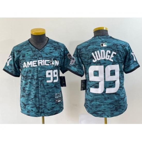 Women's New York Yankees #99 Aaron Judge Number Teal 2023 All star Cool Base Stitched Baseball Jersey - Ujersey