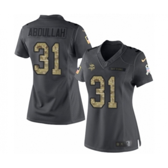 Women's Nike Minnesota Vikings #31 Ameer Abdullah Limited Black 2016 Salute to Service NFL Jersey - Ujersey