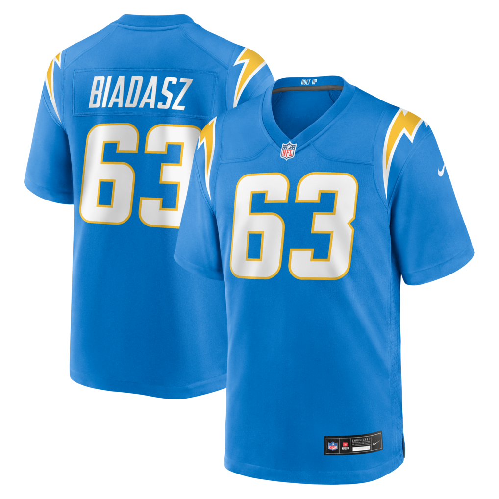 Men's Los Angeles Chargers Tyler Biadasz Nike Powder Blue Team Game Jersey - ujerseystore