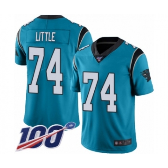 Men's Carolina Panthers #74 Greg Little Limited Blue Rush Vapor Untouchable 100th Season Football Jersey - Ujersey