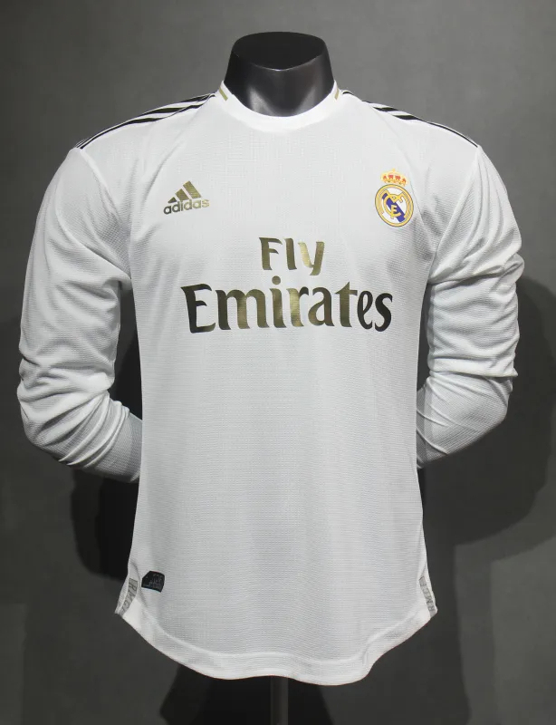 Real Madrid Retro Jersey Home Long Sleeve Soccer Shirt 2019/20