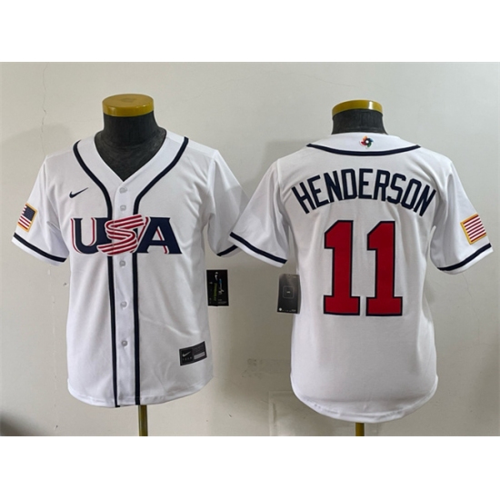 Youth USA Baseball #11 Gunnar Henderson White 2026 World Baseball Classic Home Stadium Stitched Baseball Jersey