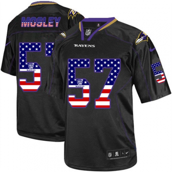 Men's Nike Baltimore Ravens #57 C.J. Mosley Elite Black USA Flag Fashion NFL Jersey - Ujersey