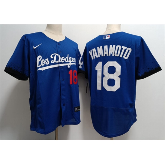 Men's Los Angeles Dodgers #18 Yoshinobu Yamamoto Nike Royal City Connect Jersey - Ujersey
