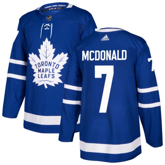Men's Adidas Toronto Maple Leafs #7 Lanny McDonald Authentic Royal Blue Home NHL Jersey - Ujersey