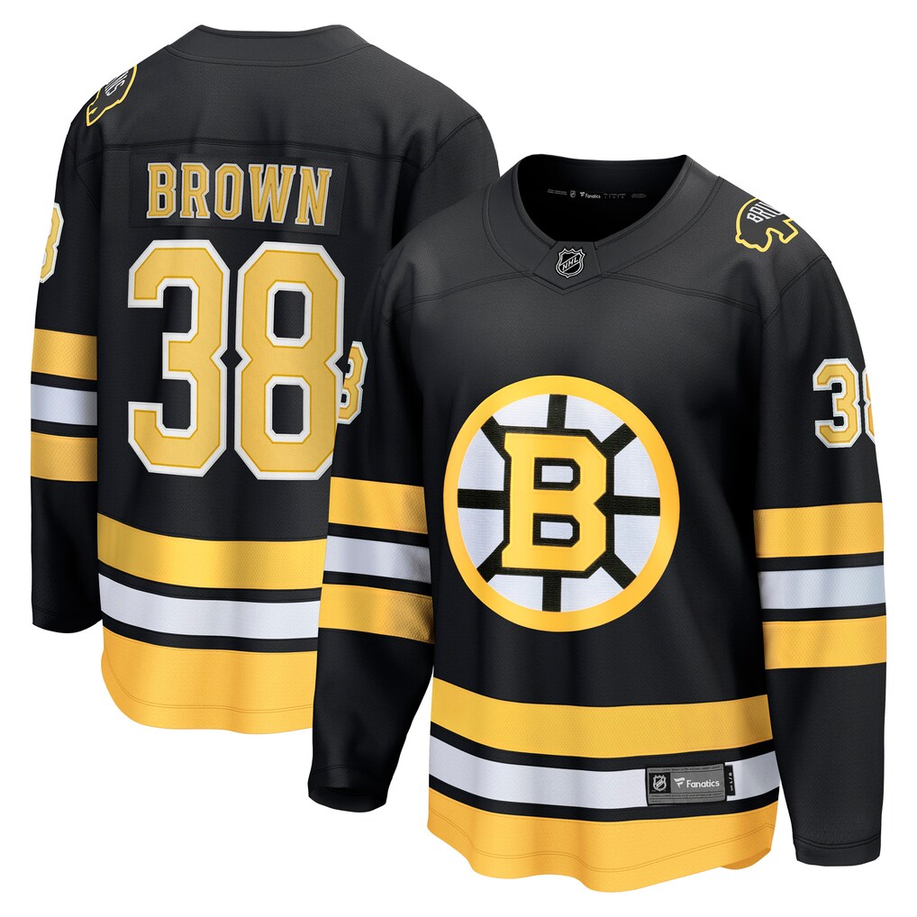 Men's Boston Bruins Patrick Brown Fanatics Black Home Breakaway Player Jersey - Ujersey