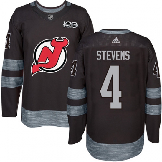Men's Adidas New Jersey Devils #4 Scott Stevens Authentic Black 1917-2017 100th Anniversary NHL Jersey - Ujersey