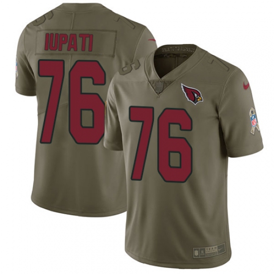 Youth Nike Arizona Cardinals #76 Mike Iupati Limited Olive 2017 Salute to Service NFL Jersey - Ujersey
