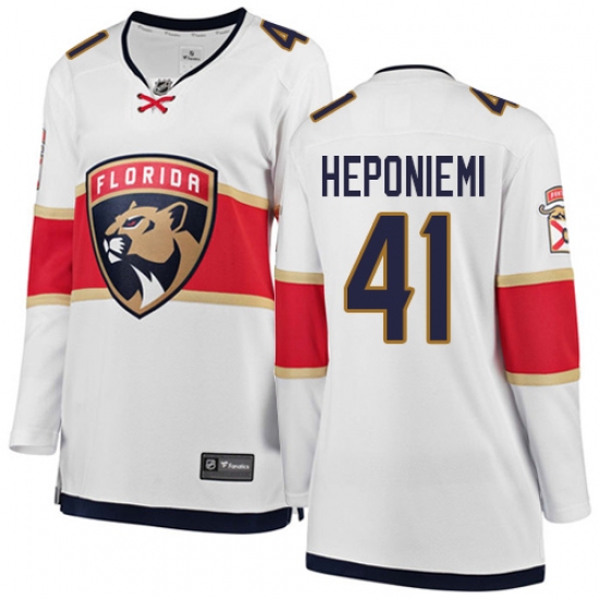 Women's Florida Panthers #41 Aleksi Heponiemi Authentic White Away Fanatics Branded Breakaway NHL Jersey - Ujersey