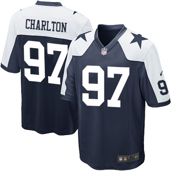 Men's Nike Dallas Cowboys #97 Taco Charlton Game Navy Blue Throwback Alternate NFL Jersey - Ujersey